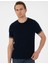 Erkek Lacivert Slim Fit Bisiklet Yaka Triko Tişört 50303616-VR033 3