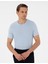 Erkek Açık Mavi Slim Fit Bisiklet Yaka Triko Kazak 50303616-VR095 1