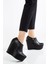 Gloria Siyah Cilt Dolgu Taban Platform Bot 12 cm 2