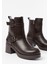 5109-3027 Kahverengi Topuklu Fermuarlı Günlük Kadın Bot 4