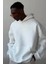 Beyaz Yumuşacık Kumaşlı Oversize Fit Ici Polarlı Basic Kapüşonlu Sweatshirt Hoodie 1