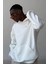 Beyaz Yumuşacık Kumaşlı Oversize Fit Ici Polarlı Basic Kapüşonlu Sweatshirt Hoodie 4