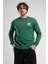 Eastsıde Yeşil Bisiklet Yaka Nakışlı Loose Fit Erkek Sweatshirt 1