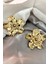 Parlak Gold Rengi Metal Büyük Çiçek Küpe 4