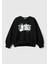 Kız Çocuk Siyah Önü Pullu Baskı Detaylı Bisiklet Yaka Sweatshirt 1