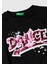 Kız Çocuk Siyah Önü Pullu Baskı Detaylı Bisiklet Yaka Sweatshirt 3