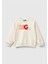 Kız Çocuk Ekru Önü Işlemeli Ribana Detaylı Normal Kesim Bisiklet Yaka Sweatshirt 1