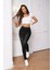 Kadın Hafif Likralı Skinny Fit Paça Detaylı Pantalon Felicia Siyah 1