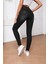 Kadın Hafif Likralı Skinny Fit Paça Detaylı Pantalon Felicia Siyah 5