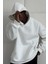 Beyaz Yumuşacık Kumaşlı Oversize Fit Ici Polarlı Basic Kapüşonlu Sweatshirt Hoodie 2