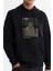 Erkek Siyah Kapüşonlu Pamuklu Baskılı Elastan Sweatshirt A42Y1321 2