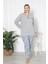 X-Dreamy Büyük Beden Pamuklu Desenli Uzun Kollu Pijama Takımı 1