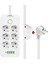 6'lı Akım Korumalı Priz 1.5 Metre Kablo 4 x Usb 1 x Type-C Pd Girişli Grup Priz 16 Ah Akım Korumalı Priz 3000W Güç Anahtarlı Topraklı Çocuk Korumalı 5