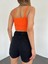 V Yaka Askılı Crop Triko Büstiyer Turuncu - DF2202 3