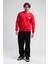 Eastsıde Kırmızı Bisiklet Yaka Nakışlı Loose Fit Erkek Sweatshirt 3