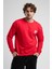 Eastsıde Kırmızı Bisiklet Yaka Nakışlı Loose Fit Erkek Sweatshirt 4