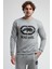 Lıberty Gri Bisiklet Yaka Baskılı Loose Fit Erkek Sweatshirt 1