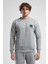 Eastsıde Gri Bisiklet Yaka Nakışlı Loose Fit Erkek Sweatshirt 1