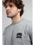 Eastsıde Gri Bisiklet Yaka Nakışlı Loose Fit Erkek Sweatshirt 2