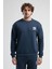 Eastsıde Lacivert Bisiklet Yaka Nakışlı Loose Fit Erkek Sweatshirt 1
