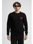 Eastsıde Siyah Bisiklet Yaka Nakışlı Loose Fit Erkek Sweatshirt 1