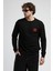 Eastsıde Siyah Bisiklet Yaka Nakışlı Loose Fit Erkek Sweatshirt 5