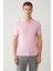 Erkek Pembe 3 Düğmeli Garment Dyed Polo Yaka Triko T-Shirt A41Y5067 3