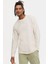Erkek Ekru Basic Bisiklet Yaka Uzun Kollu T-Shirt %100 Pamuk Sweatshirt 1
