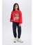 Kız Çocuk Disney Mickey & Minnie Oversize Geniş Kalıp Bisiklet Yaka Sweatshirt D4377A824WN 2