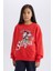 Kız Çocuk Disney Mickey & Minnie Oversize Geniş Kalıp Bisiklet Yaka Sweatshirt D4377A824WN 3