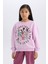 Kız Çocuk Barbie Relax Fit Bisiklet Yaka Sweatshirt D4379A824WN 4