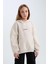 Kız Çocuk Oversize Geniş Kalıp Kapüşonlu Baskılı İçi Yumuşak Tüylü Kalın Sweatshirt D6185A824WN 4