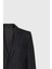 Slim Fit Dar Kesim Kırlangıç Yaka Desenli Çift Pantolonlu Siyah-Gri Takım Elbise 3