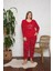 Kırmızı Polar Kadın Büyük Beden Kışlık Pijama Takımı 1