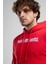 Yorker Kırmızı Sweatshirt Nakışlı Loose Fit Erkek Sweatshirt 2