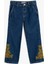 Kız Çocuk Işlemeli Kot Pantolon - Straight Jean - Koton - 5WKG40093AD - Orta Indigo - 9-10 Yaş 1