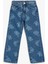 Kız Çocuk Kot Pantolon Çiçek Baskılı Cep Detaylı Pamuklu - Koton - 5WKG40097AD - Orta Indigo - 11-12 Yaş 2
