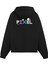 Unisex Siyah Pixel Baskılı Oversize Fit Pamuklu Kapüşonlu Sweatshirt 1