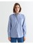 Kadın Mavi Regular Fit Gömlek Yaka Çizgili Gömlek 43824308T.464 1