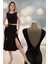 Sırtı Açık Bağlamalı Siyah Crop Top, Kadınparti Dans Tango Bluzu 1