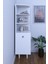 3 Raflı Tek Kapaklı Modern Ayaklı Vitrin Gümüşlük Çok Amaçlı Dolap 2