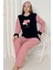 Fawn 5102 Peluş Welsoft Polar Kışlık Kalp Nakışlı Büyük Beden Kadın Pijama Takımı 1