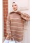 Yakası Fermuarlı Çizgili Triko Tunik 11037-02 Vizon 3