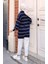 Yakası Fermuarlı Çizgili Triko Tunik 11037-05 Lacivert 4