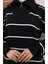 Yakası Fermuarlı Çizgili Triko Tunik 11037-04 Siyah 4