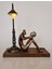 Sokak Lambası Altında Kendini Okuyan Insan Sokak Lambası Ahşap Nihale Biblo Dekoratif Figür 2