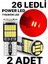 T10 LED 26 Ledli W5W Canbus Metal Ultra Power Kırmızı Park Plaka Tavan Ampulü 1