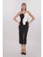 Çiçek ve Drape Detaylı Inci Askılı Elbise 1