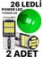 T10 LED 26 Ledli W5W Canbus Metal Ultra Power Yeşil Park Plaka Tavan Ampulü 1