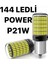 P21W BA15S 1156 144 Ledli Ultra Parlak Geri Vites Park Ampül Tek Duy Beyaz (2 Adet) P21W Ampül 1